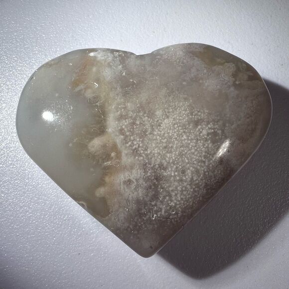 Flower Agate‎ Heart Carving (#15) - Picture 8 of 12